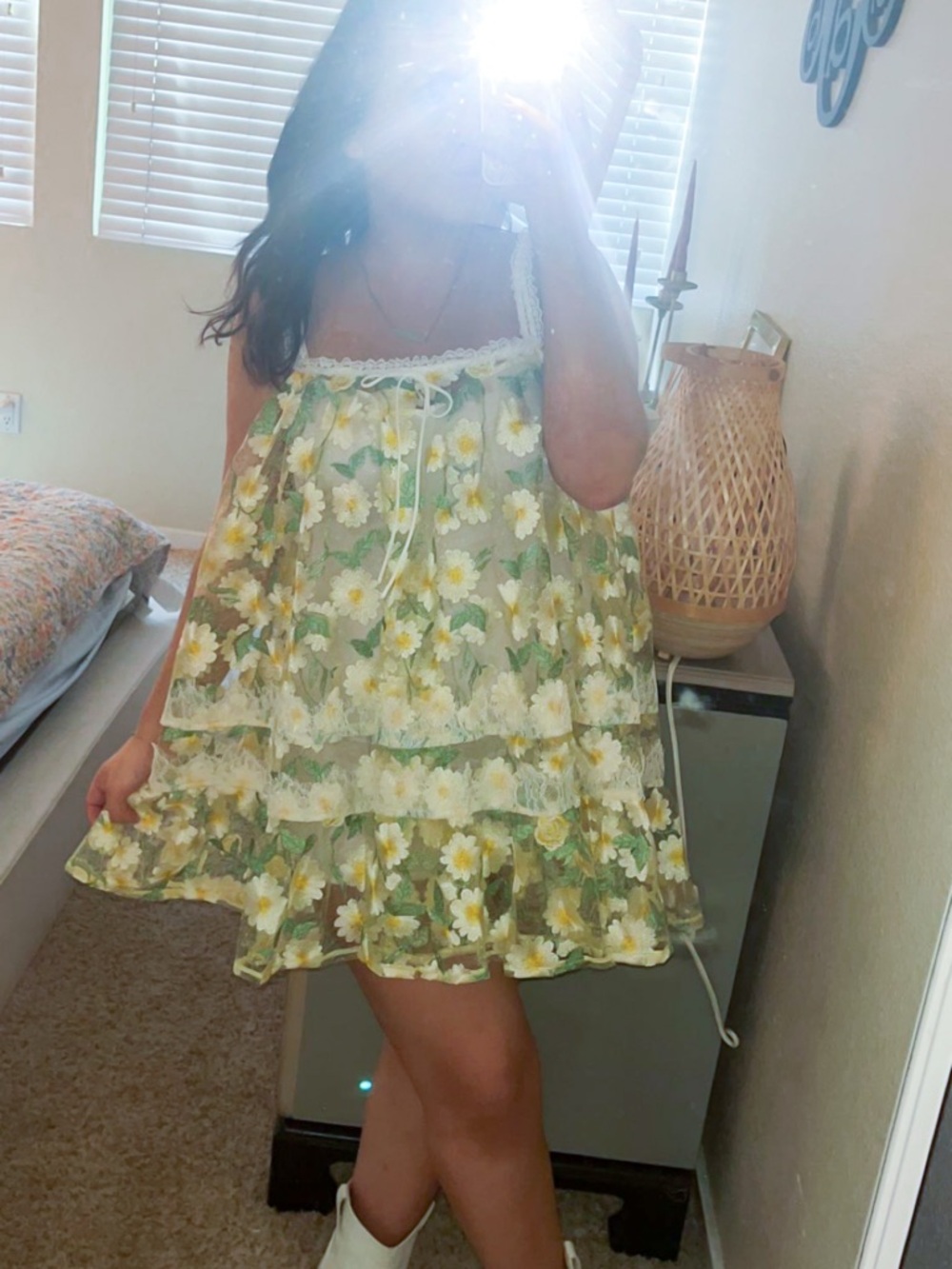 For Love And Lemons Rachel Sheer Floral Mini Dress - Picture 3 of 3